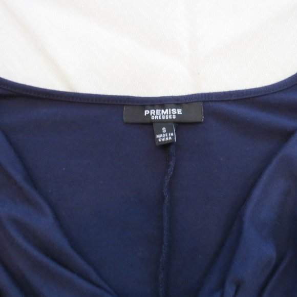 PREMISE Navy Blue Sheath Dress Cowl Neckline Sleeveless Size Small - Picture 3 of 4